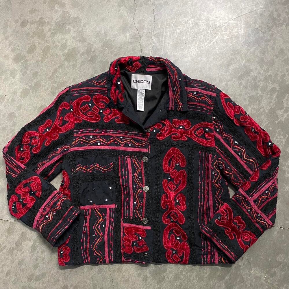 Embellished black and red jacket